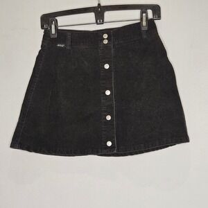 Y2K Black Corduroy Mini‎ Skirt 9 Elena Whimsigoth Alt Indie Punk Goth 2000s Vtg